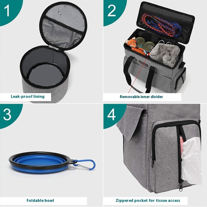 Dog Travel Bag Kit Pet Bag Out Travel Convenient Large-capacity